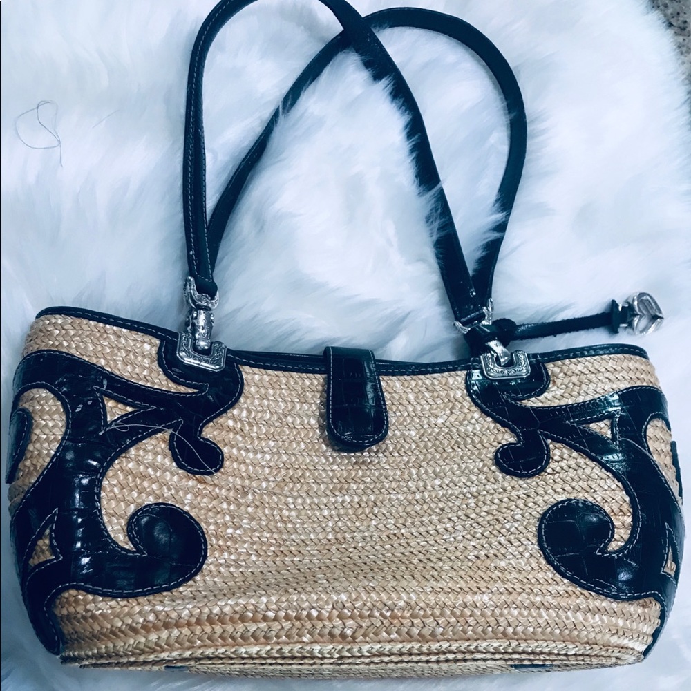 Brighton Straw & Patent Leather Accent Purse